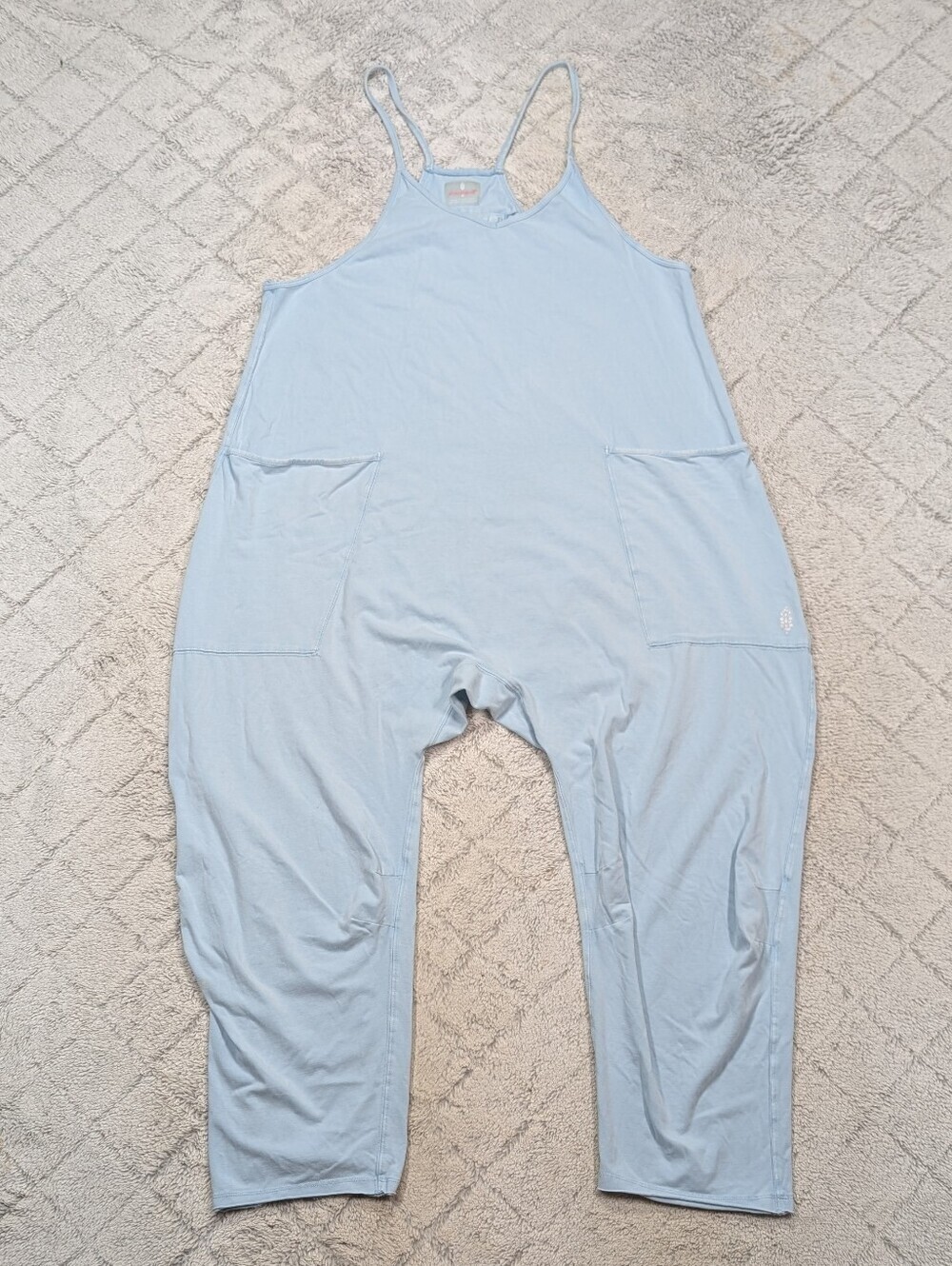 Free People Jumpsuit Womens M Blue Mediterranean Hot Shot Onesie Slouchy